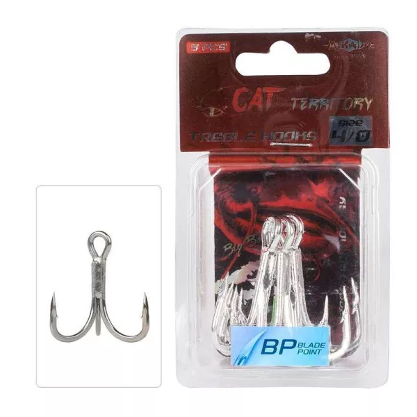 Mikado Cat Territory Treble Hook 3/0 Amo triplo ad occhiello con ardiglione per predatori 3pz