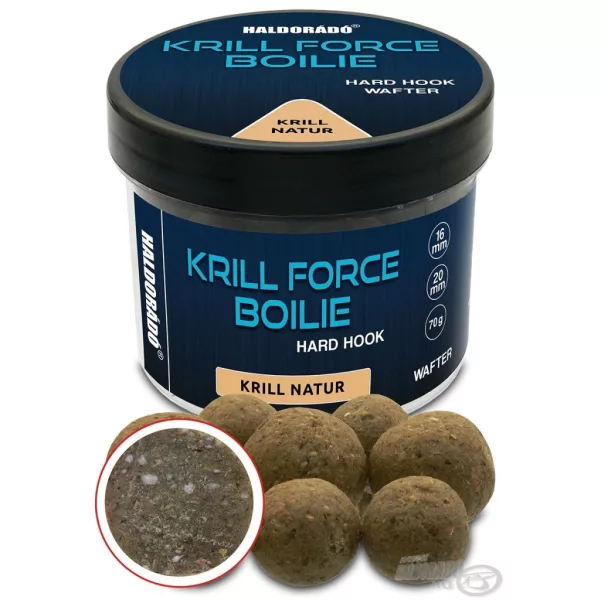 Haldorádó Krill Force Boilie Hard Hook Wafter 16, 20 mm Krill Natur Boilies da innesco 70gr