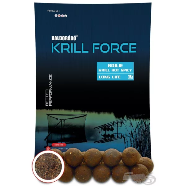 Haldorádó Krill Force Boilie Long Life 16mm Krill Hot Spicy Boilie da pastura 700gr