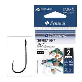   Mikado Cheburashka Big Eye 8 Amo Singolo Barbed con Occhiello per Predatori 10pz