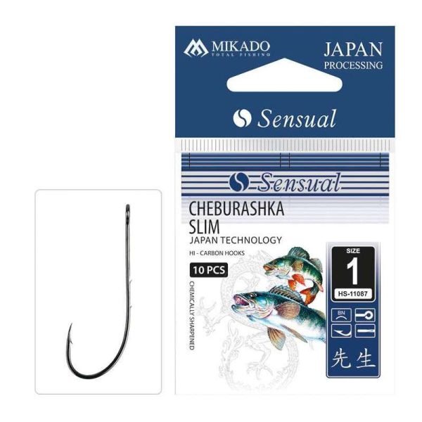 Mikado Cheburashka Slim 3/0 Amo Singolo Barbed con Occhiello per Predatori 8pz