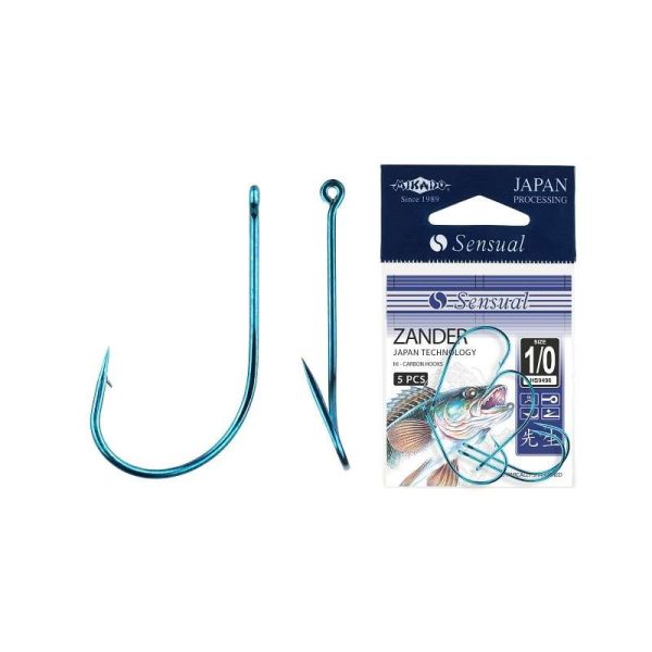 Mikado Sensual Zander 1 Amo singolo con occhiello e ardiglione, blu, per lucioperca, 5pz
