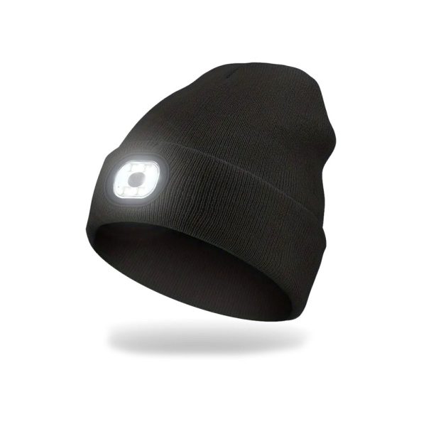 Cappello a maglia EnergoTeam con lampada LED ricaricabile Nero