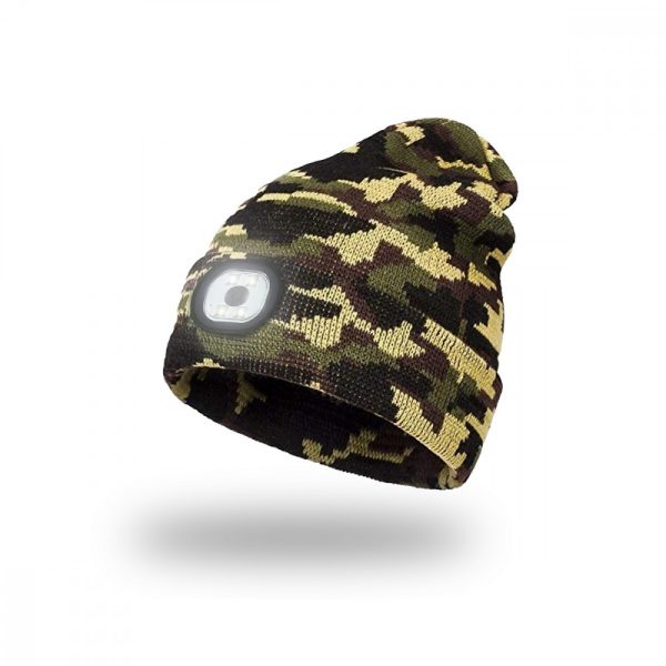 Cappello a maglia EnergoTeam con lampada LED ricaricabile Camouflage