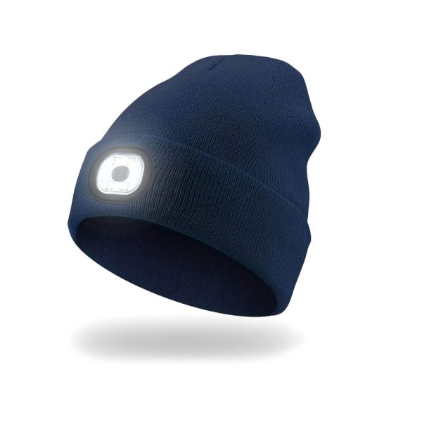 Cappello a maglia EnergoTeam con lampada LED ricaricabile Blu scuro