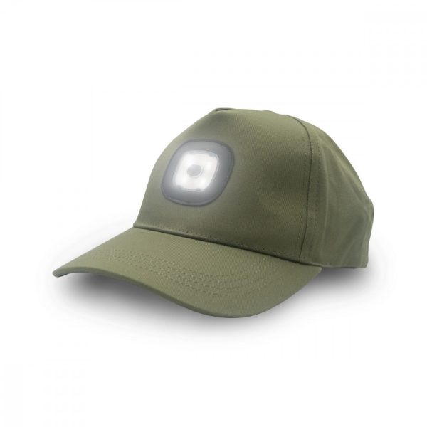 Cappellino da baseball EnergoTeam con lampada LED ricaricabile Verde militare