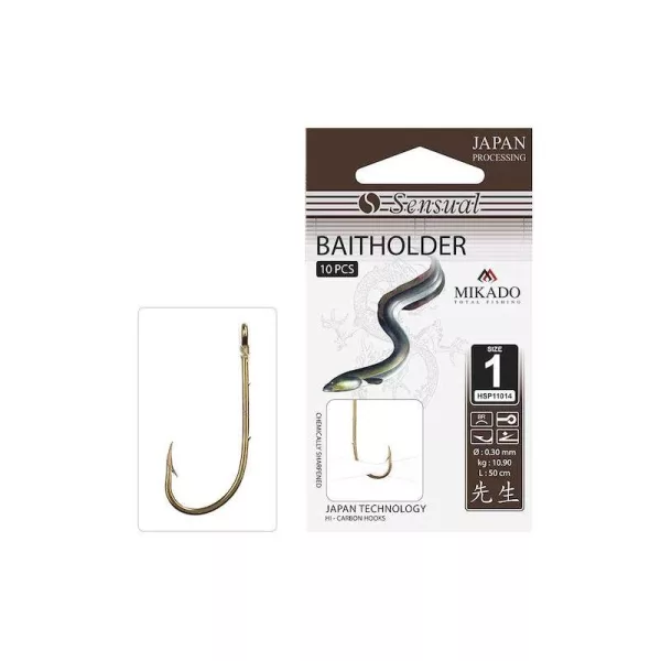 Mikado Sensual Baitholder 1 occhiello, amo pre-legato con ardiglione 10pz