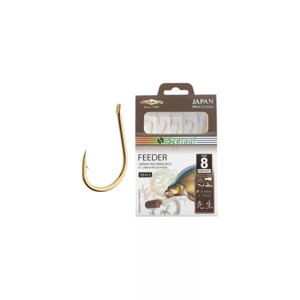 Mikado Sensual Feeder 8 Ami pre-legati con ardiglione e placchetta d'oro 10 pz