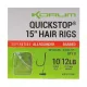 Korum 38cm Big Fish Hair Rigs W Quickstops Misura 10 Ami Pre-legati Monofilo con Ardiglione con Occhiello
