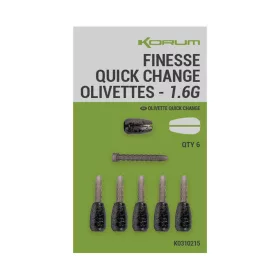   Korum Finesse Quick Change Olivettes Piombo Scorrevoli a Cambio Rapido 1,6g
