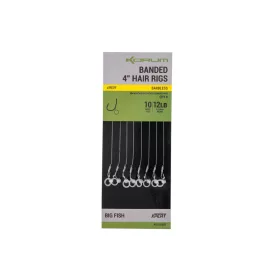   Korum Banded Hair Rigs 8 Ami Pre-legati Monofilamento con Ardiglione e Occhiello 8pz