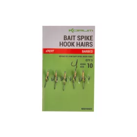   Korum Bait Spike Hook Hairs Barbed 10 Ami con Occhiello, Ardiglione e Spiedo per Esche 5pz