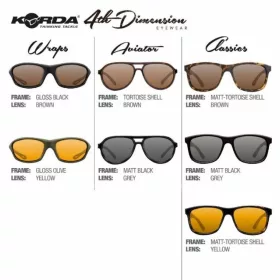   Korda Sunglasses Wraps Matt Black Frame/Brown Lens MK2 Occhiali da Sole con Lenti Marroni