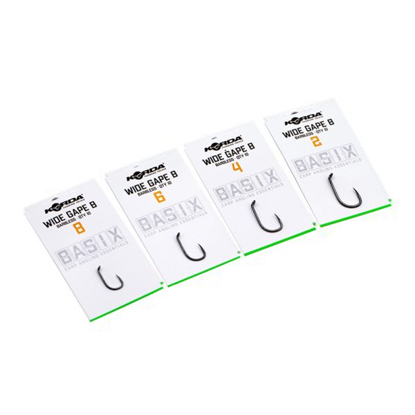 Korda Basix Wide Gape Barbless 8 Amo senza ardiglione con occhiello, 10 pezzi