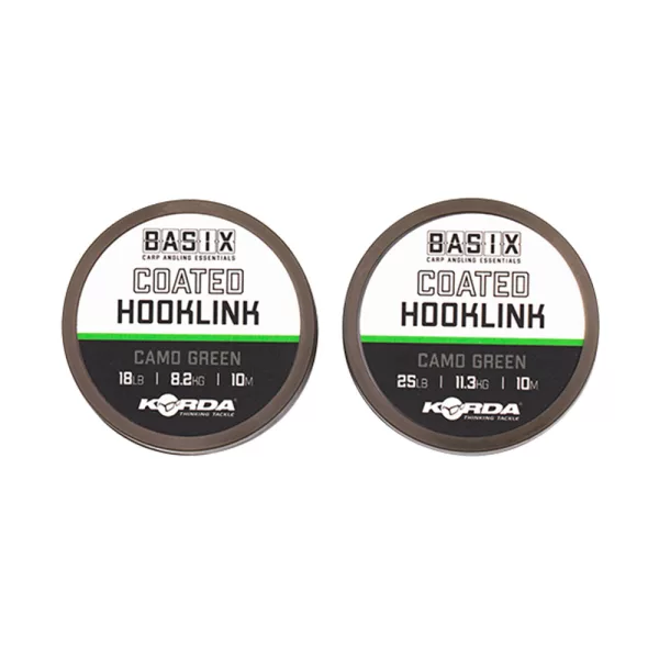 Korda Basix Coated Hooklink Trecciato rivestito per terminali 18lbs 10m
