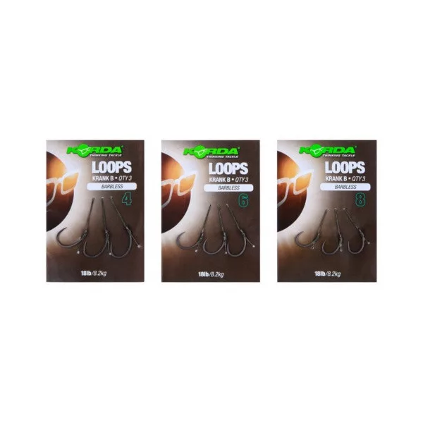 Korda Loop Rigs Taglia 4 Krank Barbless 18lb - terminale pre-legato per carpa