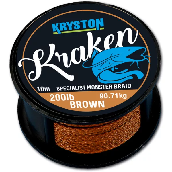 Kriston Kraken Monster Braid 200Lbs 10m 3.57mm Marrone Trecciato per terminale-Marrone