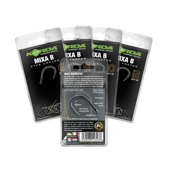 Korda Mixa B Hook 8 con occhiello, Amo da carpa senza ardiglione 10pz