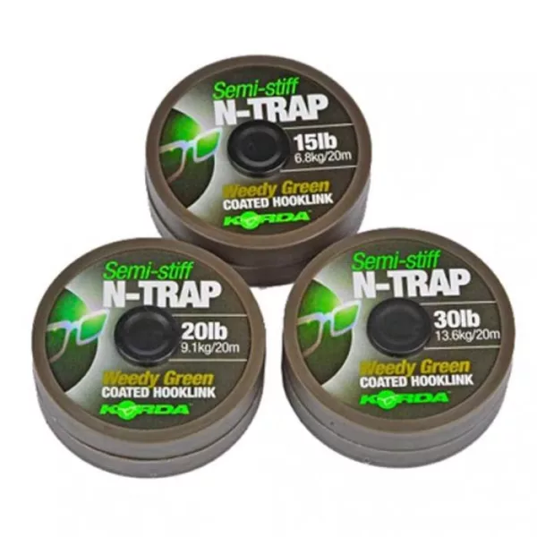 Korda N-Trap Semi Stiff 20lb Weedy Green - lenza terminale da carpfishing