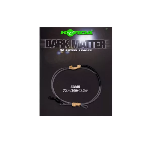 Korda Dark Matter Leader QC Swivel Trasparente 30cm 30lb Montatura Boile Pre-legata