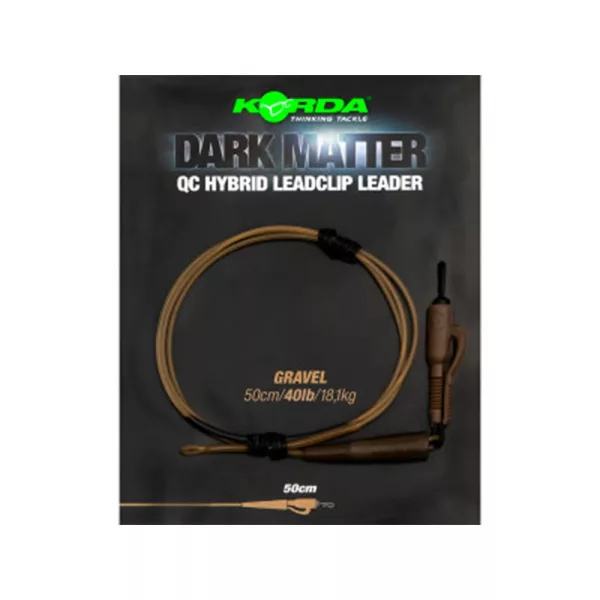 Korda Dark Matter Leader QC Hybrid Clip Gravel Trasparente 50cm 40lb Montatura Boile Pre-legata