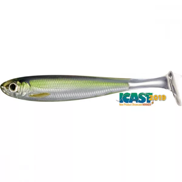 Livetarget Slow-Roll Shiner Paddle Tail Argento/Verde 10cm Shad in Gomma 4pz