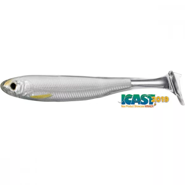Livetarget Slow-Roll Shiner Paddle Tail Argento/Perla 10cm Shad in Gomma 4pz