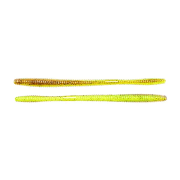 Livetarget Straight Tail Worm Chartreuse-Marrone 11,4cm Imitazione di verme 10 pz