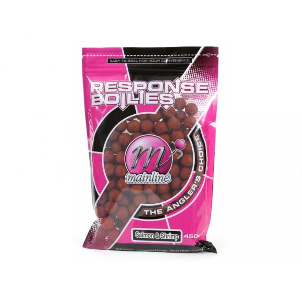 Mainline Shelf Life Boilies Salmon & Shrimp 15 mm 450 g.r - boilie da esca