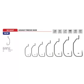   Mustad Assault Finesse Titanx 1 Amo Offset con occhiello e ardiglione 8pz