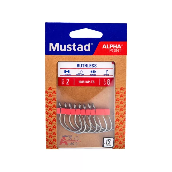 Mustad Ruthless Eyed 6/0 Amo con occhiello, Barbo 5pz