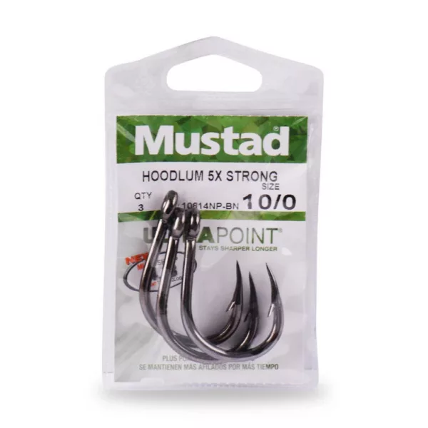 Mustad Live Bait 5 Ex Strong 9/0 Ami ad occhiello, con ardiglione 3pz