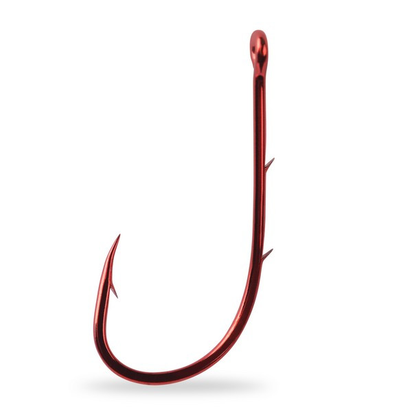 Amo Mustad Baitholder Rosso 2/0 7pz, con occhiello e ardiglione, per lucioperca.