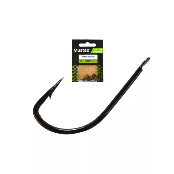 Mustad Match Feeder Power Maggot 14 Lapkás, Szakállas Keszegező Horog 15db