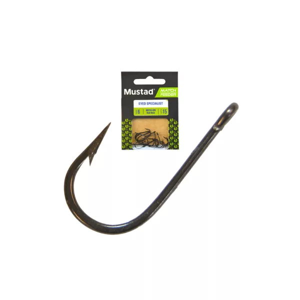 Mustad Match Feeder Eyed Specialist 10 Füles, Szakállas Horog 15db