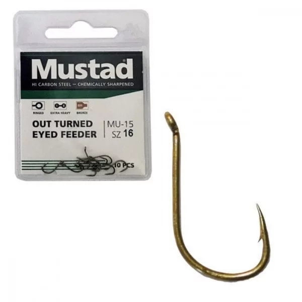 Mustad Ultra Np Out Turned Eyed Feeder 14 10pz Amo da carpa con occhiello rivolto all'esterno e ardiglione