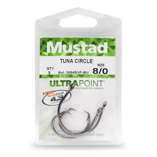 Mustad Demon Wide Gap Circle Hook 8/0 Amo con occhiello e ardiglione 3pz