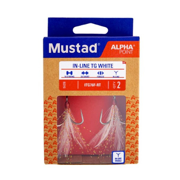 Mustad In-Line Triple Grip Red Tinsel 2 Amo Triplo 2pz