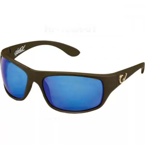 Mustad HP Occhiali da sole polarizzati - Black Frame, Smoke Lens With Blue Revo