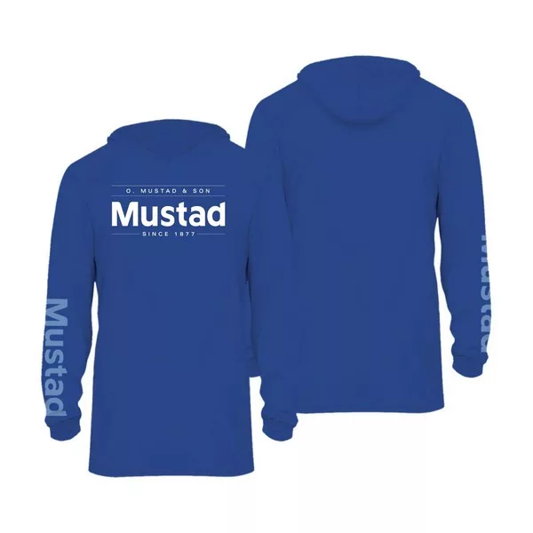 Mustad Blue Brand Longsleeve UV With Hood M Maglietta a maniche lunghe con cappuccio