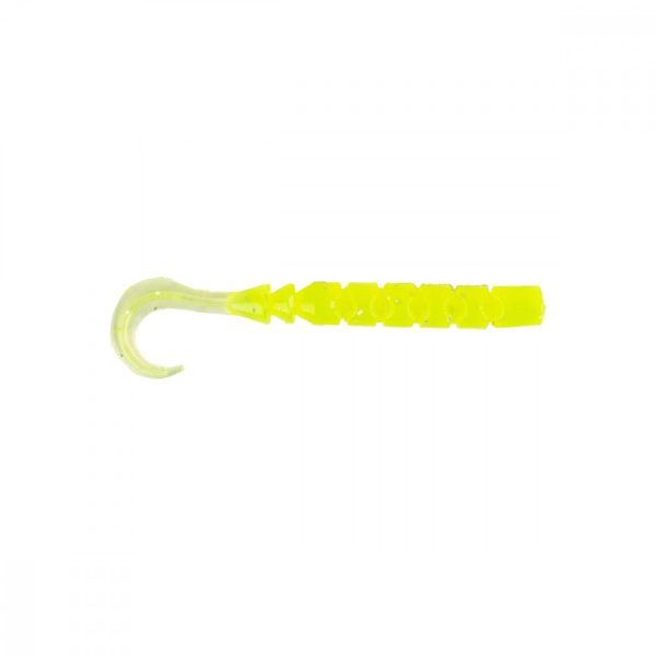 Mustad Aji Curly Tail 6,35cm Clear Chartreuse Esca in plastica 12pz