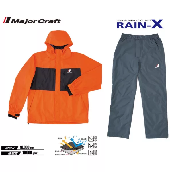 Major Craft Rain-X Tuta antipioggia due pezzi Arancione L