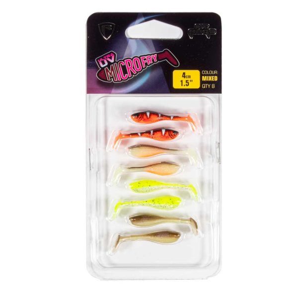 Fox Rage Micro Fry UV Mixed Colour Pack 4cm Esche in Plastica 8pz
