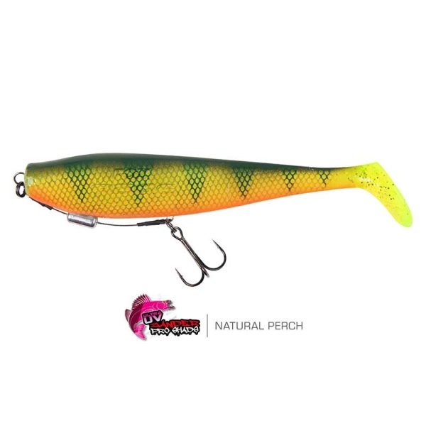 Fox Rage Zander Pro Shad 18cm Loaded UV Natural Perch Esca in gomma