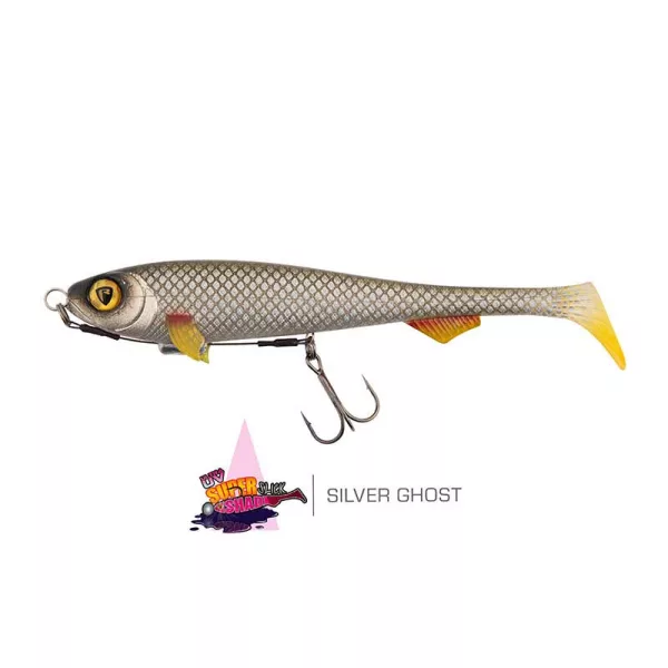 Softbait Fox Rage Super Slick Shad 18cm Loaded UV Silver Ghost