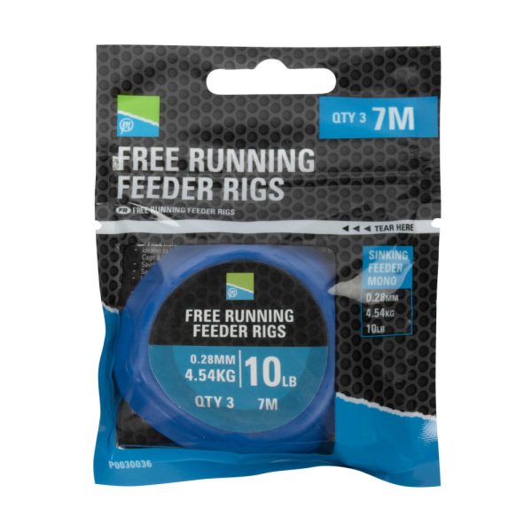Preston Free Running Feeder Rigs Terminali a corsa libera 0,28mm, 7m (3 pz)