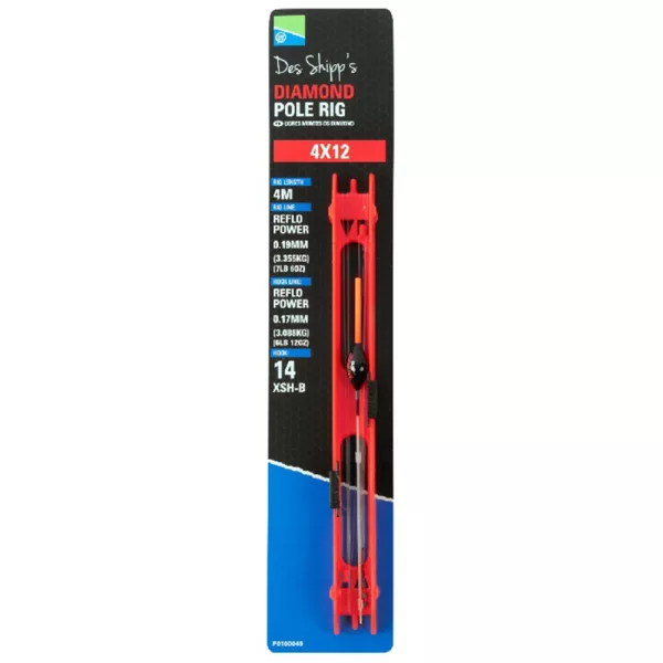 Preston 4x12 Diamond Pole Rig Attrezzatura pronta per canna fissa
