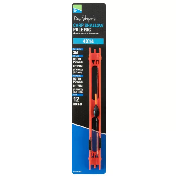 Preston 4x14 Carp Shallow Pole Rig Terminali pre-legati per canna fissa