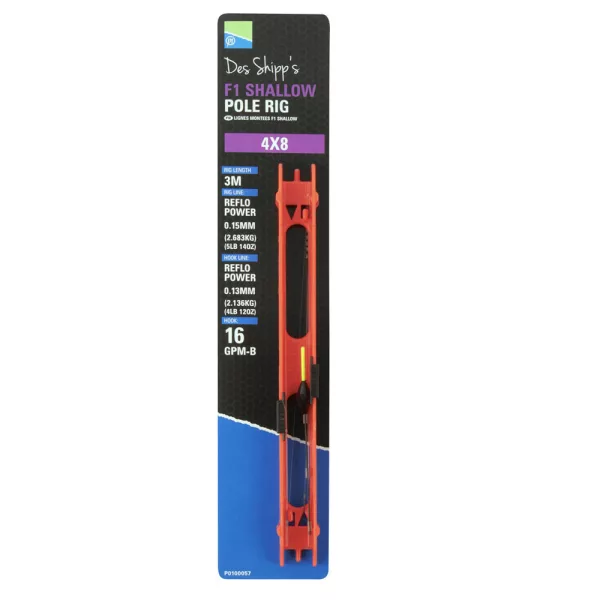 Preston 4x8 F1 Shallow Pole Rig Terminali pre-legati per canna fissa