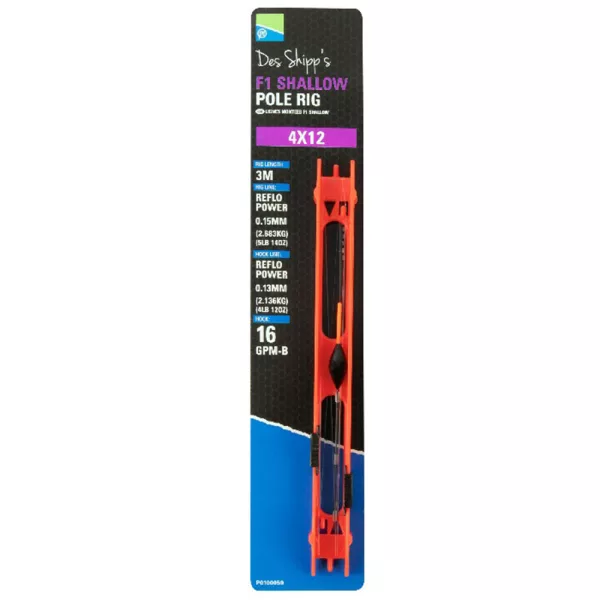 Preston 4x12 F1 Shallow Pole Rig Terminali pre-legati per canna fissa